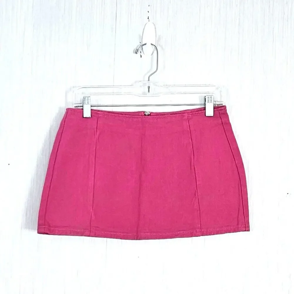 PLT PrettyLittleThing Pink Micro Mini Denim Skirt - US sz 2 - NWT